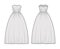 Crinoline dress technical fashion illustration with strapless sweetheart neck, floor length, full skirt, embellishment