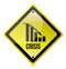 Crisis ahead graph yellow traffic sign illustratio