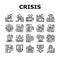 crisis management risk strategy icons set vector