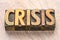 Crisis word in wood type