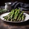 crisp asparagus spears arranged beautifully on a plate