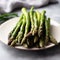 crisp asparagus spears arranged beautifully on a plate