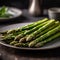 crisp asparagus spears arranged beautifully on a plate