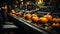 On a crisp autumn day, a vibrant display of pumpkins