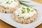 Crisp breads with cottage cheese and onion