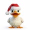 Crisp And Clean 3d Duck With Christmas Hat - Kawaiipunk And Felinecore Inspired