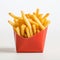 Crisp And Clean French Fries In Red Container - Softbox Lighting