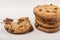 Crisp Cookie Biscuits With Chocolate Isolated Above White Background