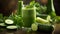 crisp cucumber juice placed on a wooden table