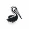 Crisp Graphic Design: Black And White Pelican Silhouette