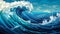 Crisp Neo-pop Illustration Of A Powerful Tidal Wave