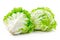 Crisphead, or iceberg lettuce isolated on white background. Fresh green salad leaves from garden