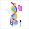 CRISPR CAS9 - Genetic engineering isometric concept.