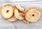 crispy bake rolls on wood background