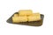 crispy butter corn roll in dish .clipping path