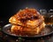 Crispy Chicken and Fluffy Waffles with Syrup, Delicious Chicken Waffles