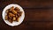 Crispy Chicken Wings on White Plate Wooden Background, Copy Space