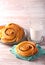 Crispy cinnamon thin rolls, served