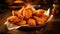 Crispy coated batter southern style fried chicken in a wooden table