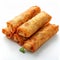 Crispy deep fried spring roll on white background, perfect appetizer