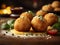 Crispy Delicious Arancini, deep fried Sicilian balls of rice. Meat sauce and mozzarella