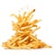 Crispy Delights: Isolated French Fries Falling on a Pristine White Background