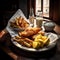 Crispy Fish and Chips with Tartar Sauce and Lemon