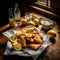 Crispy Fish and Chips with Tartar Sauce and Lemon