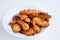 Crispy fried bananas, popular Thai snack. Diet and overweight concept..