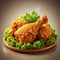 Crispy fried chicken garnished with parsley, Ai-Generated Images