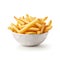 Crispy Golden French Fries in a White Bowl. Generative ai