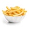 Crispy Golden French Fries in a White Bowl. Generative ai