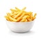 Crispy Golden French Fries in a White Bowl. Generative ai