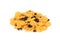 Crispy honey cornflakes with raisin isolated on white backgrond