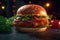 Crispy Kentucky-Style Chicken Burger with Glowing Shadows. Perfect for Restaurant Menus.