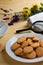 Crispy lemon biscuits on white plate