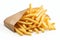 Crispy and Mouthwatering Classic French Fries in a Paper Pack, Isolated on Clean White Background