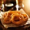 Crispy onion rings with parchment