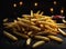 crispy perfect fries on black background