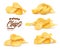 Crispy potato chips stack, pile and heap, vector