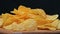 Crispy Potato Chips Swirling Close-up