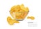 Crispy ripple potato chips in glass bowl ad design