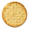 Crispy round cheese cracker from above