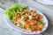 Crispy small fish and cashews in spicy salad