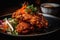 Crispy and spicy Korean fried chicken. AI Generative