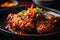 Crispy and spicy Korean fried chicken. AI Generative