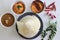 Crispy thin ghee dosa with sambar, coconut chutney and Molaha Podi. Dosa is served in tent shape. A South Indian breakfast