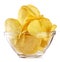 Crispy wavy chips in transparent plate