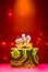 Cristmas gift golden box on red background