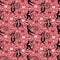 Cristmas pattern with lemurs on pink background